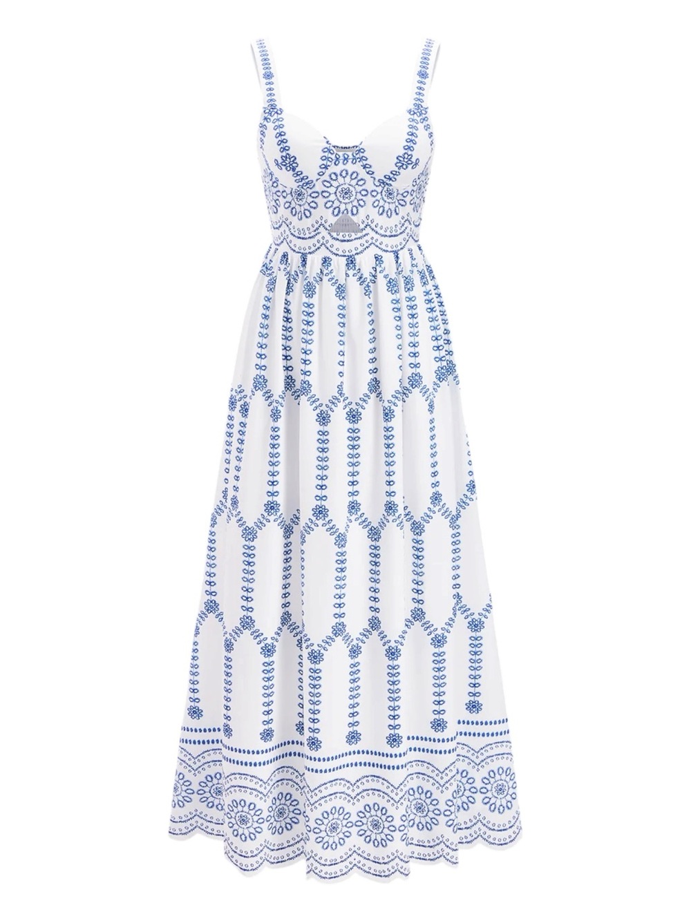 Commense Blue White Floral Print Maxi Dress Small NWT Pockets Summer